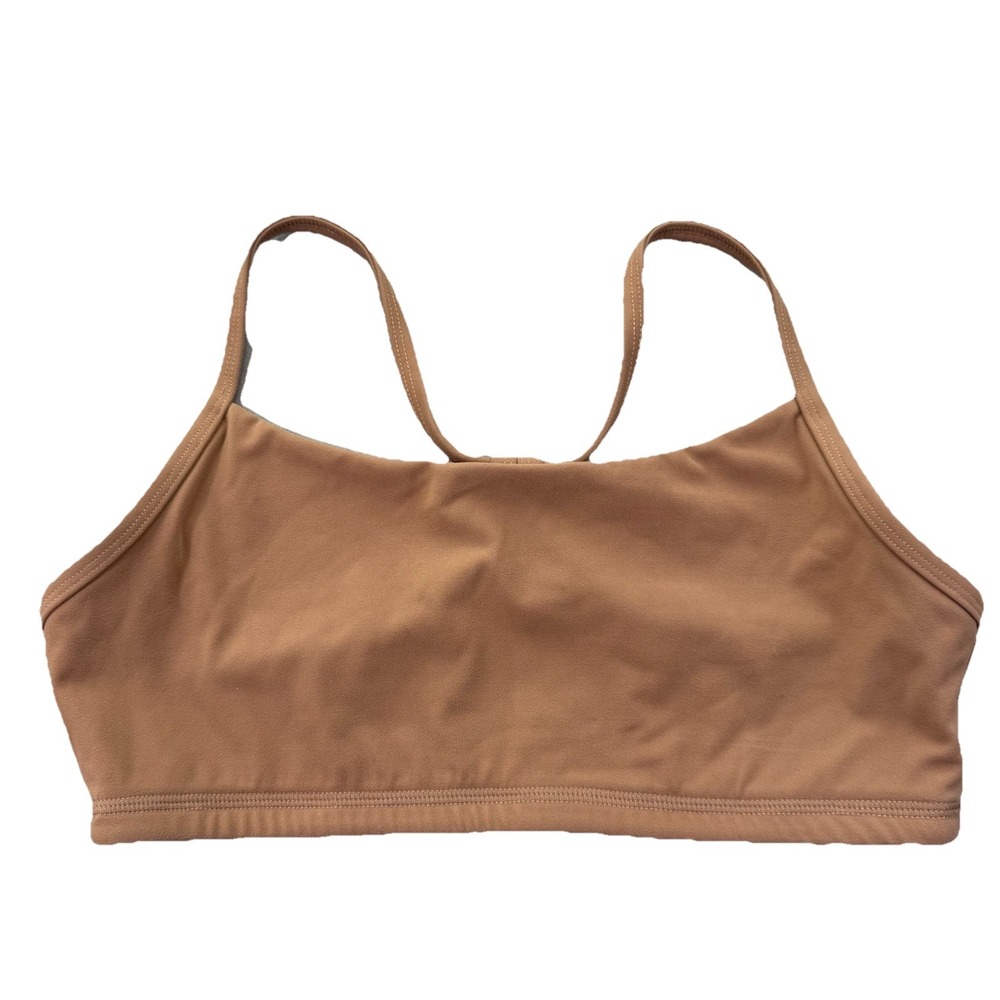 Buff Bunny Collection Women's Lt.‎ Brown Strappy Back Sports Bra Reversible Med.